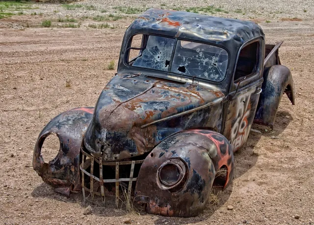 pickup truck, junk, arizona, desert, oldster, heap, truck, bullet holes, broken down, hdr, brown desert, nature, brown truck. How junk removal crews quote a job: an eight-step method