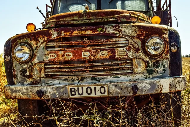 old truck, lorry, car wallpapers, car, headlights, countryside, rural, vehicle, vintage, rusty, abandoned, dodge, aged, dirty, broken, weathered, antique, rustic, avgorou, cyprus, brown car, brown truck. Junk removal in small-town Canada: demand, drive times, and route density