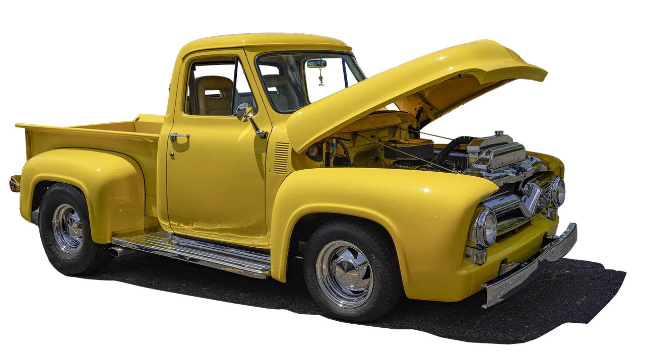 yellow truck, pick-up truck, classic pickup truck, vintage vehicle, transportation, under the hood, cutout. 8 junk removal forces worth planning around, and how to check them locally