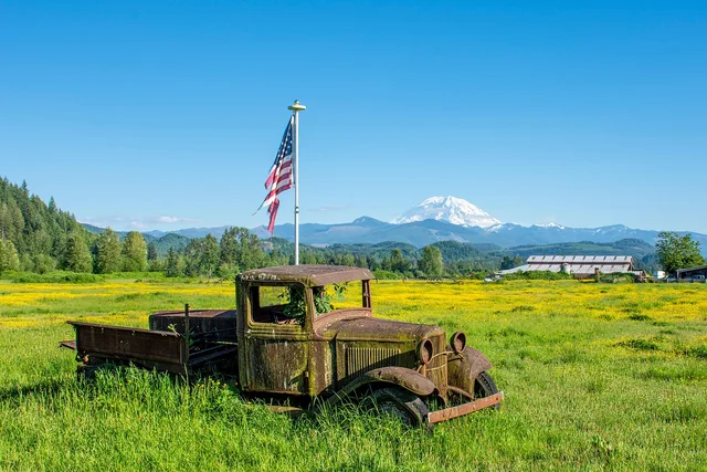abandoned truck, field, american flag, truck, pickup truck, vehicle, old, rusty, flag, flagpole, meadow, farm, pasture, mount rainier, washington, american flag, american flag, american flag, american flag, american flag, mount rainier. Local search for a junk removal business: what to fix